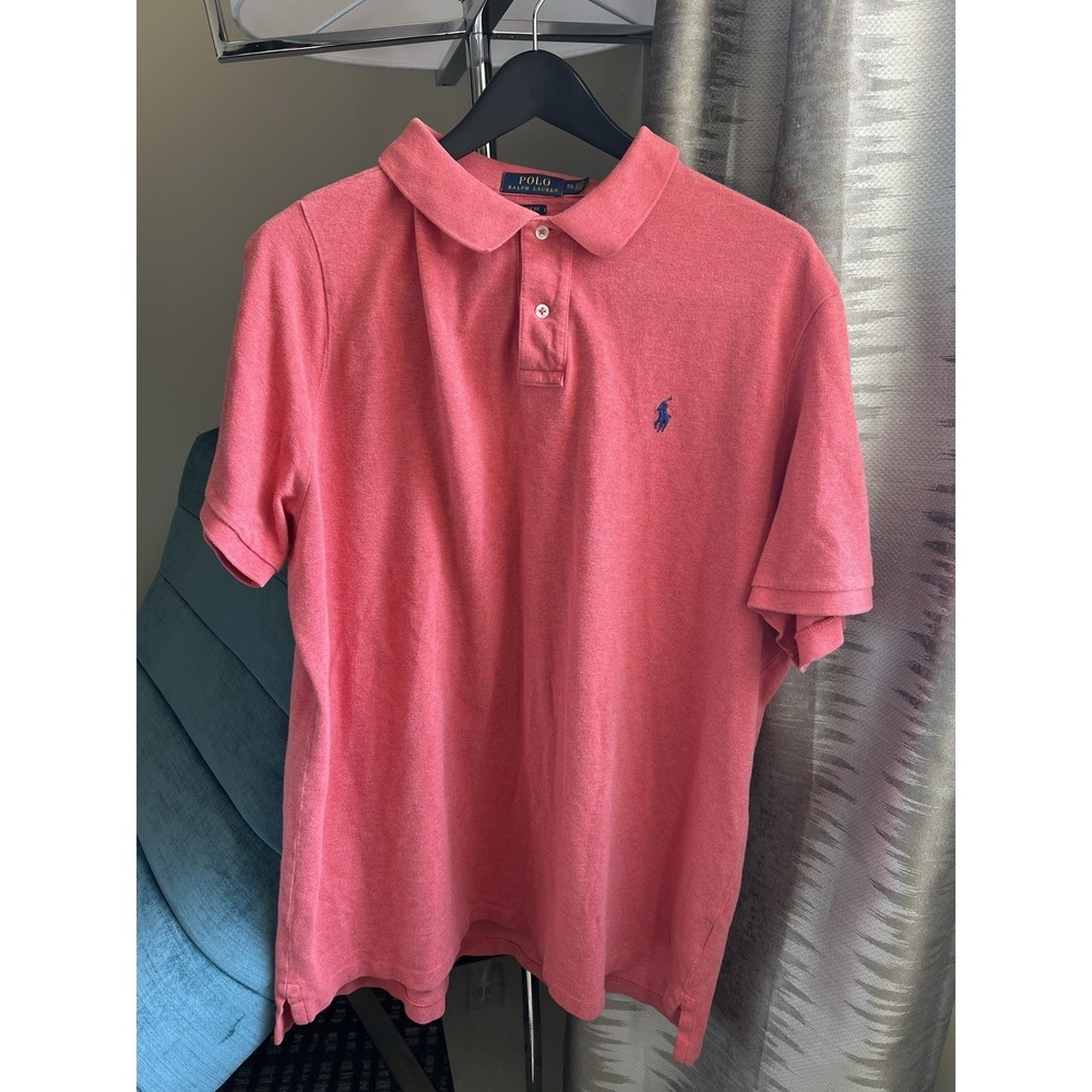 Polo Ralph Lauren XXL Classic Fit Pink with Blue Polo Player Embroidery‎ Cotton